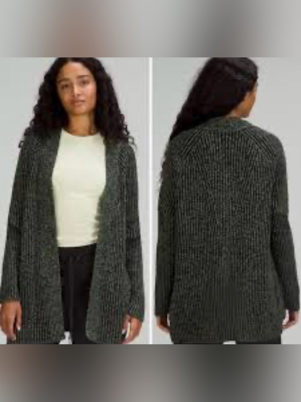 lululemon athletica Open-Front Cotton Cashmere Blend Sweater - Black & Gray